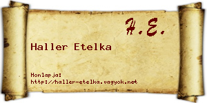 Haller Etelka névjegykártya